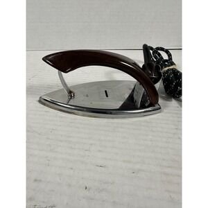 Vintage‎ General Electric Travel Iron 129F18 Bakelite Handle Chrome GE USA Made